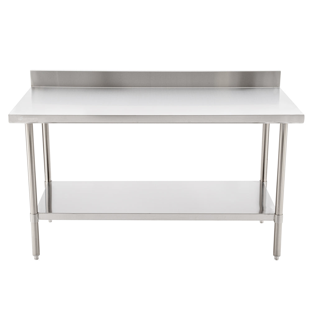 Kitchen Tek 16-Gauge 304 Stainless Steel Commercial Work Table - Medium Duty, 4" Backsplash, Undershelf - 30" x 60" - 1 count box