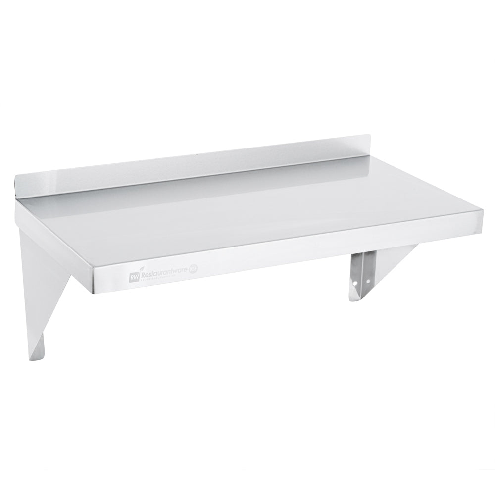 Kitchen Tek 18-Gauge 430 Stainless Steel Solid Wall Shelf - Heavy Duty - 12" x 24" - 1 count box