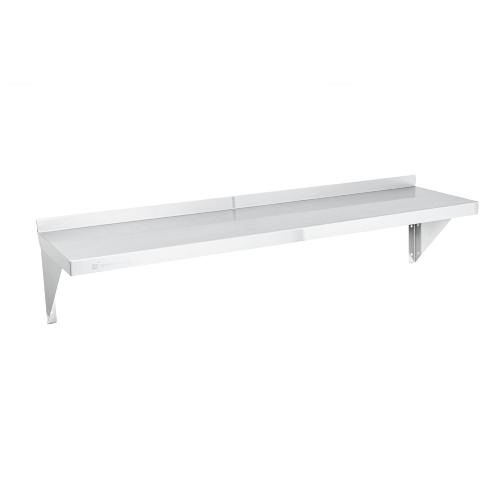 Kitchen Tek 18-Gauge 430 Stainless Steel Solid Wall Shelf - Heavy Duty - 12" x 48" - 1 count box