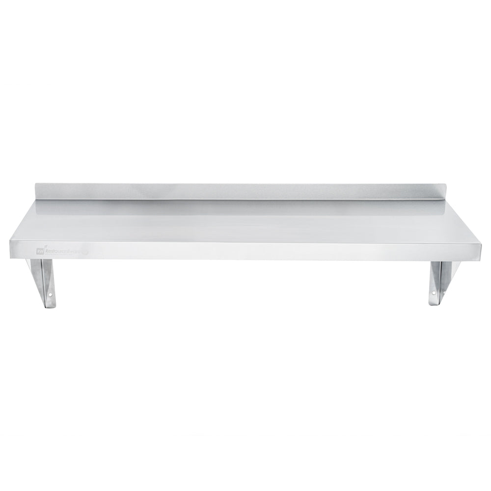 Kitchen Tek 16-Gauge 430 Stainless Steel Solid Wall Shelf - Medium Duty - 12" x 36" - 1 count box