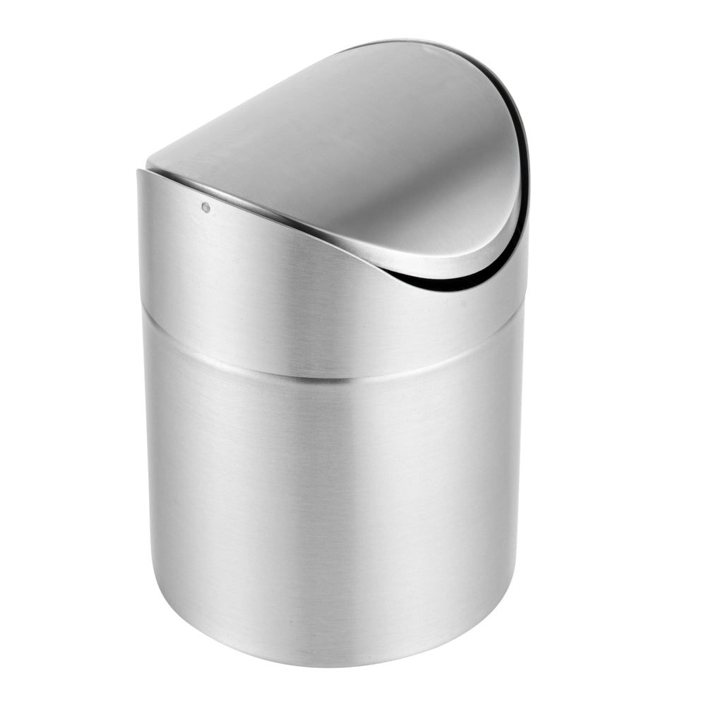 RW Clean Stainless Steel Mini Trash Can - Countertop - 4 3/4" x 4 3/4" x 7" - 1 count box