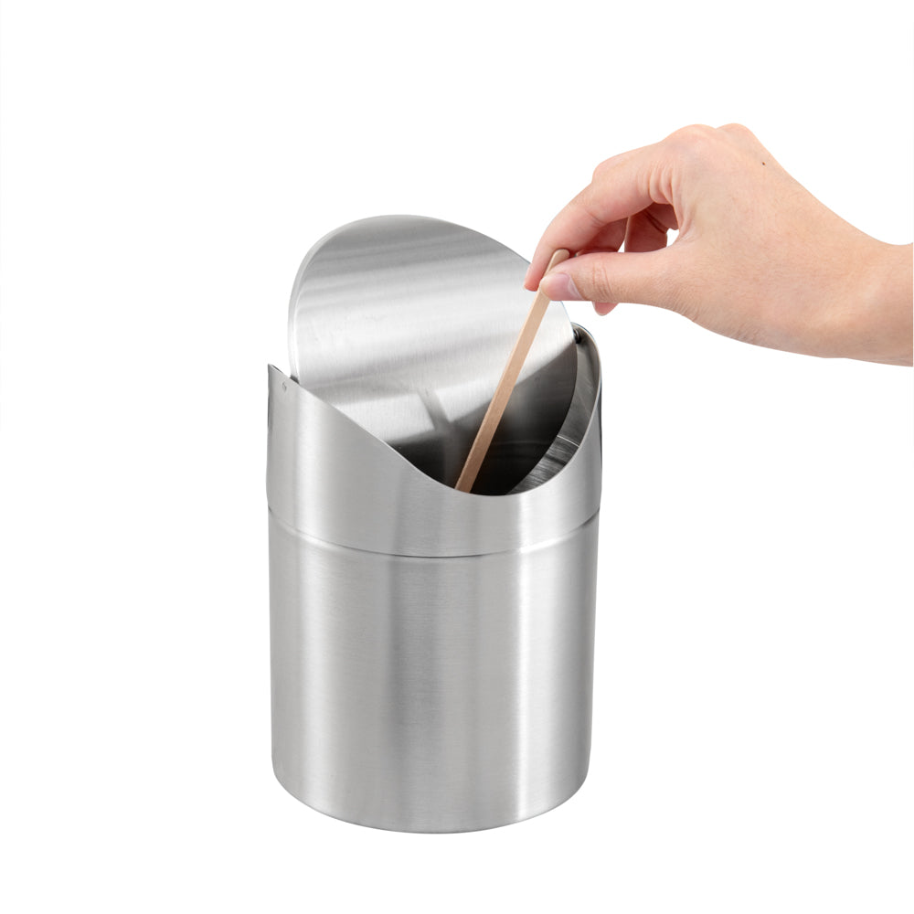 RW Clean Stainless Steel Mini Trash Can - Countertop - 4 3/4" x 4 3/4" x 7" - 1 count box