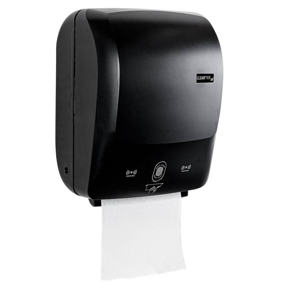 Clean Tek Professional Black Plastic 8" Automatic Paper Towel Roll Dispenser - 12" x 8 3/4" x 15 1/2" - 1 count box