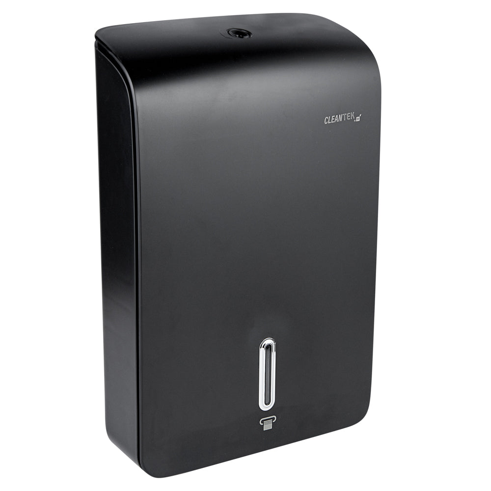 Clean Tek Professional Black Plastic C-Fold / M-Fold Paper Towel Dispenser - 10 3/4" x 4 1/4" x 16 3/4" - 1 count box