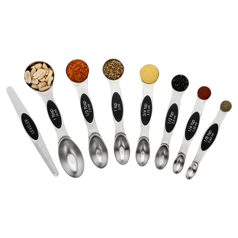 Met Lux Black Stainless Steel Measuring Spoon Set - 8-Piece, Magnetic - 1 count box