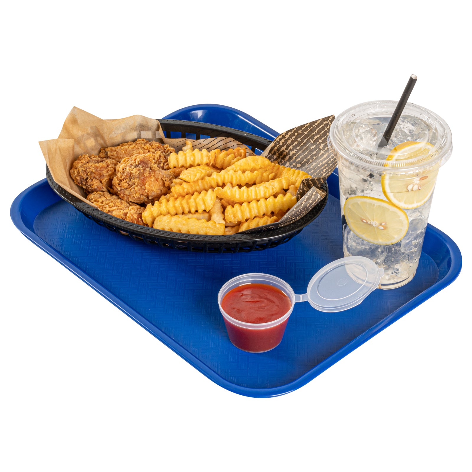 RW Base Rectangle Blue Plastic Fast Food Tray - 10" x 14" - 50 count box