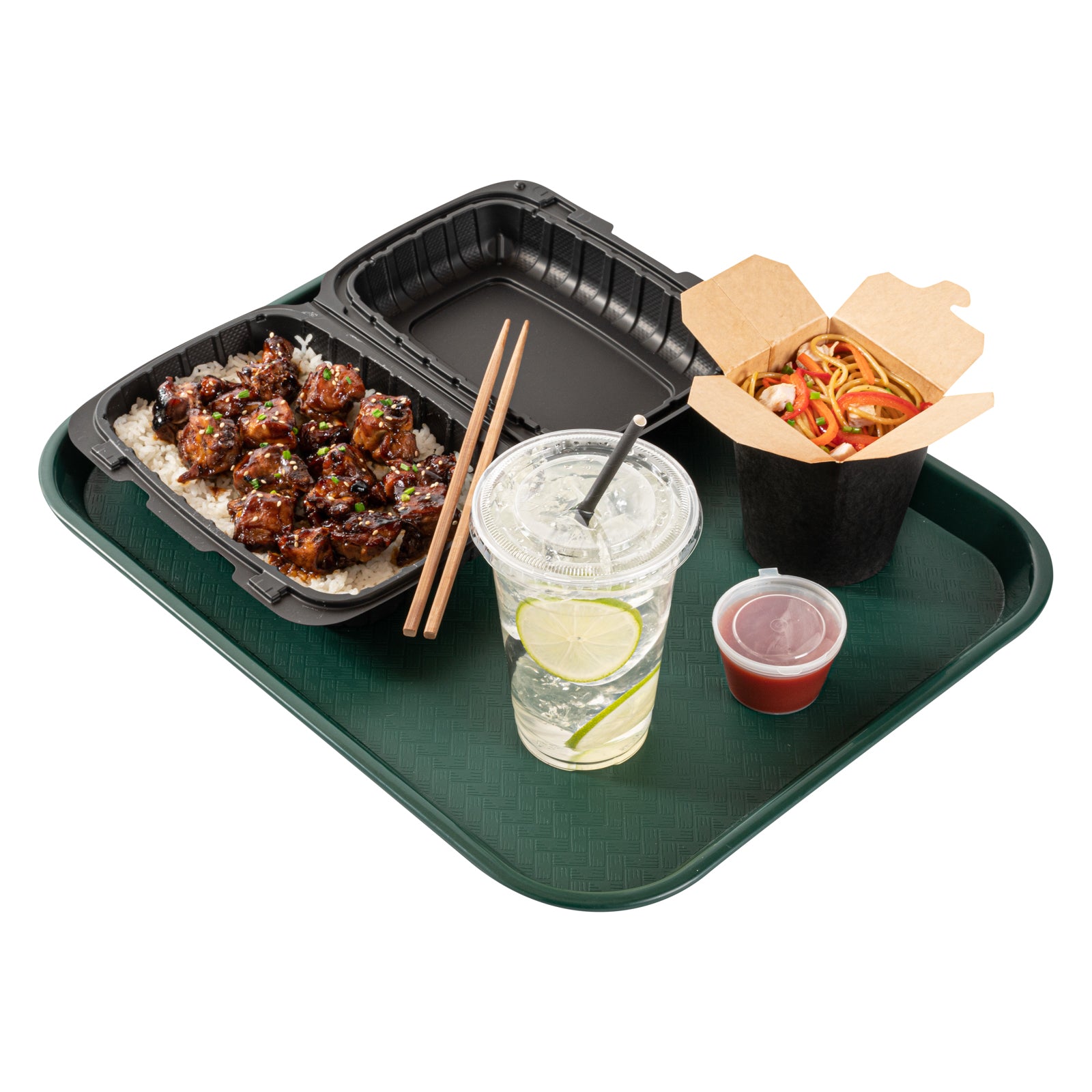 RW Base Rectangle Forest Green Plastic Fast Food Tray - 14" x 18" - 50 count box