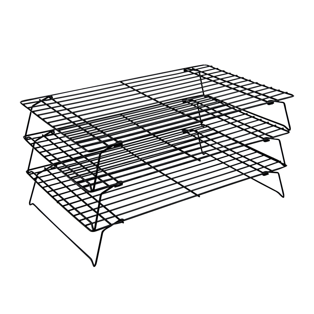 Met Lux Black Iron Stackable Cooling Rack Set - 3 Tier - 15 3/4" x 9 3/4" x 8 1/4" - 1 count box