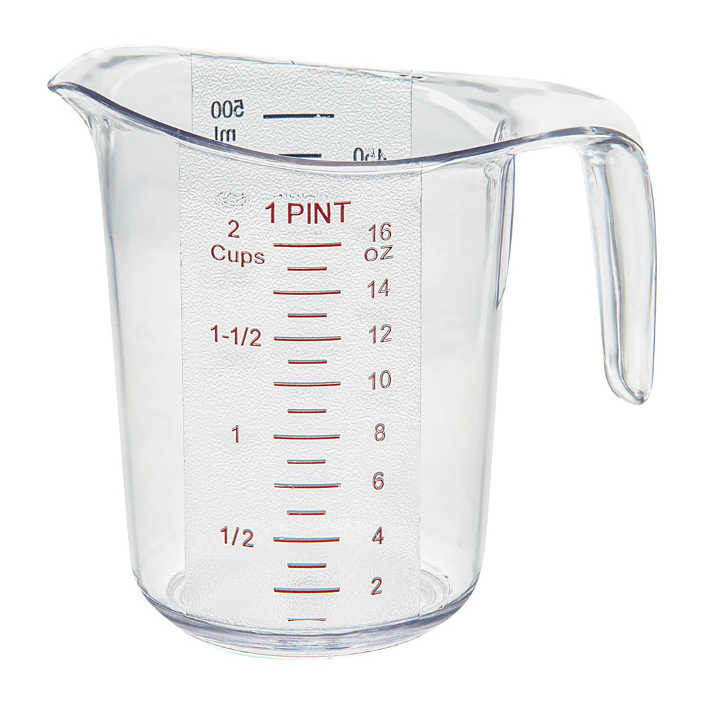 RW Base 1 pt Clear Plastic Measuring Cup - 5 1/4" x 3 3/4" x 5" - 10 count box