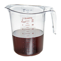 RW Base 2 qt Clear Plastic Measuring Cup - 7 3/4