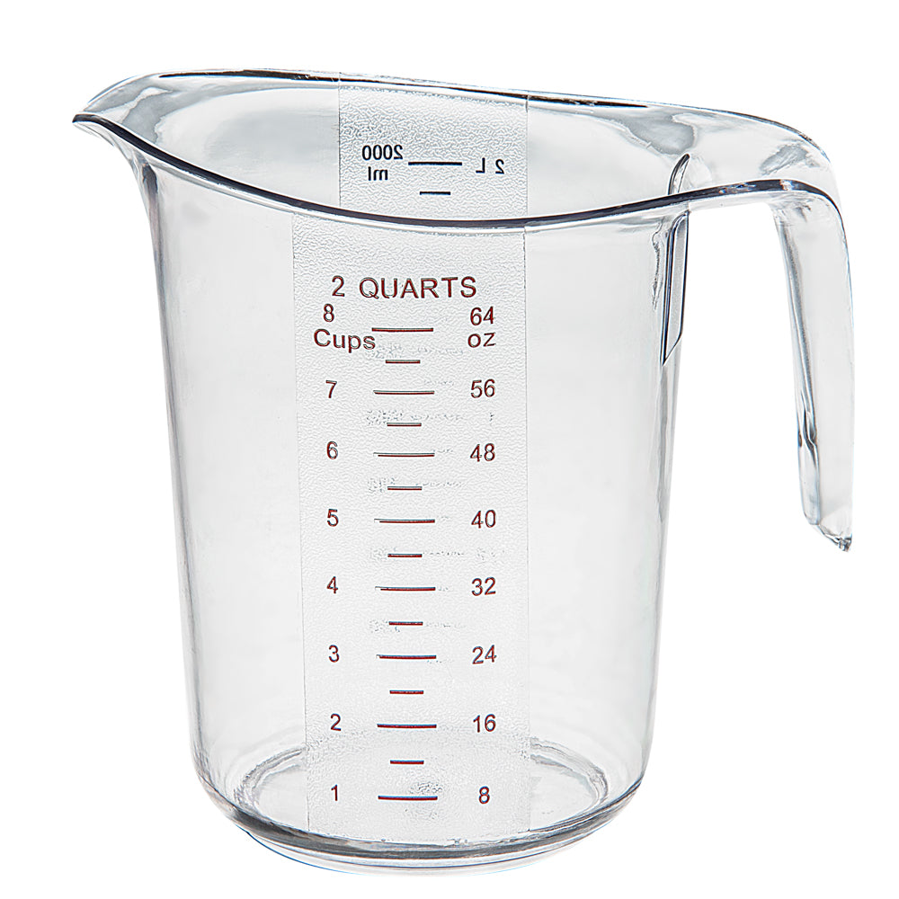 RW Base 2 qt Clear Plastic Measuring Cup - 7 3/4" x 6" x 7 1/2" - 10 count box