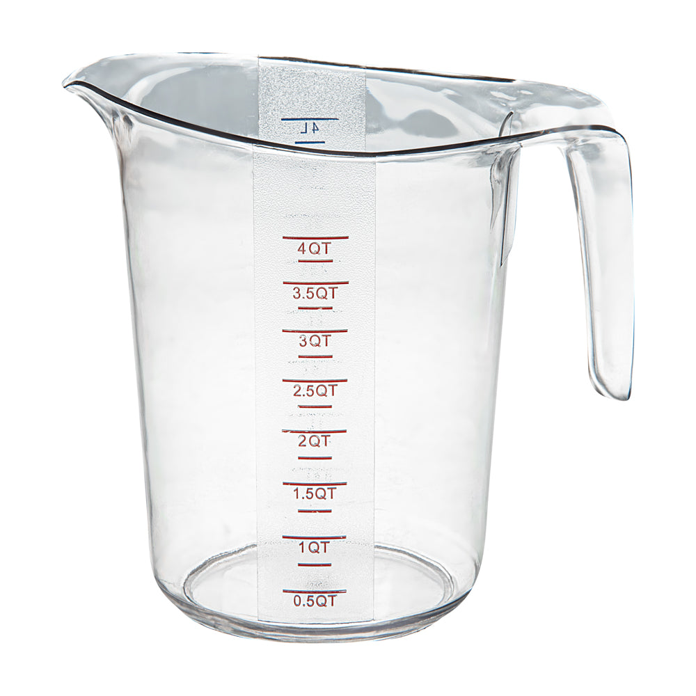 RW Base 4 qt Clear Plastic Measuring Cup - 9 1/2" x 7 1/4" x 9 1/2" - 10 count box