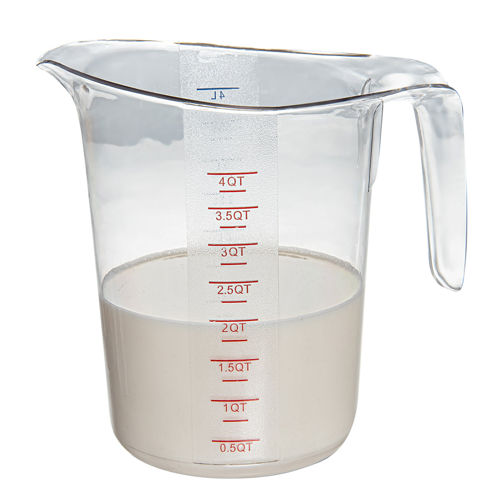 RW Base 4 qt Clear Plastic Measuring Cup - 9 1/2" x 7 1/4" x 9 1/2" - 10 count box