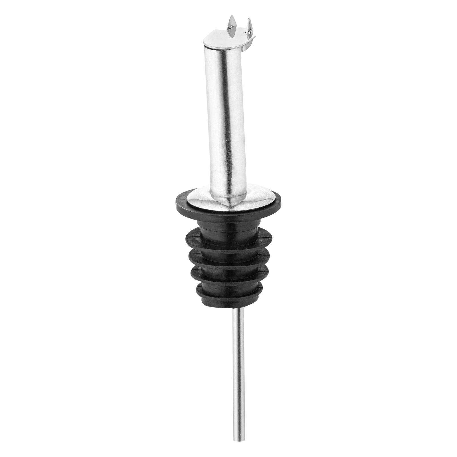 Bar Lux Stainless Steel Liquor Pourer - with Flip Cap - 4 1/4" x 1" x 1" - 10 count box