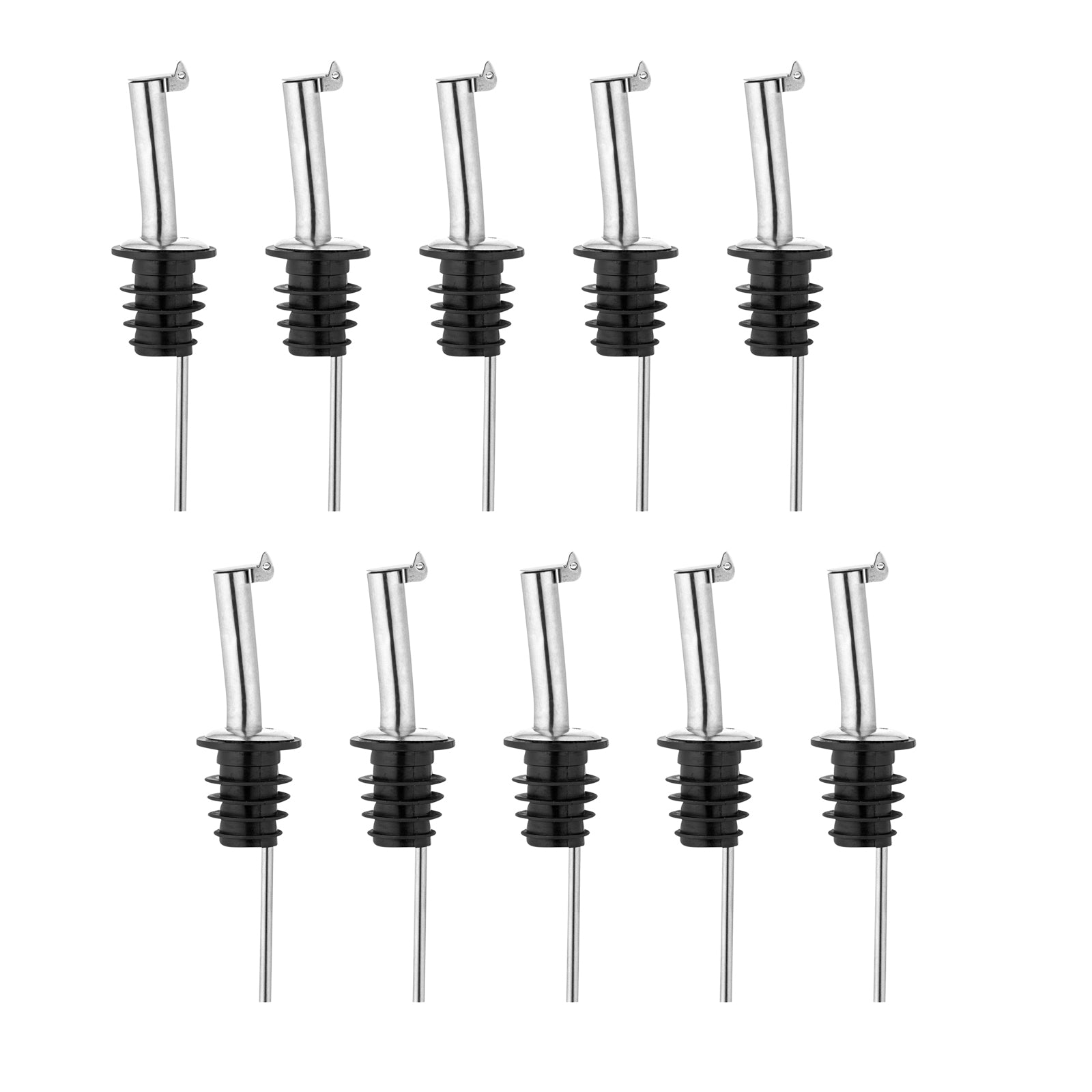 Bar Lux Stainless Steel Liquor Pourer - with Flip Cap - 4 1/4" x 1" x 1" - 10 count box