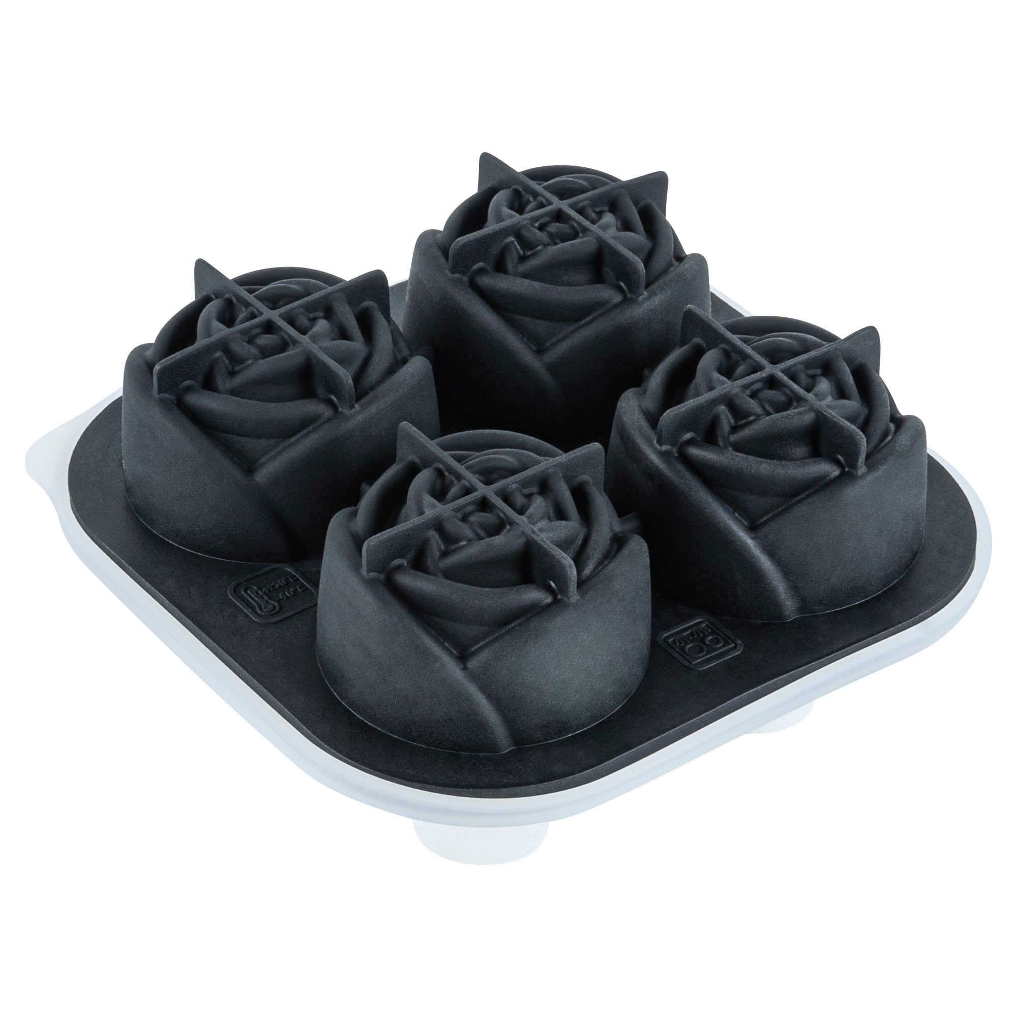 Bar Lux Black Silicone Ice Mold - 2" Rose, 4 Compartments - 1 count box