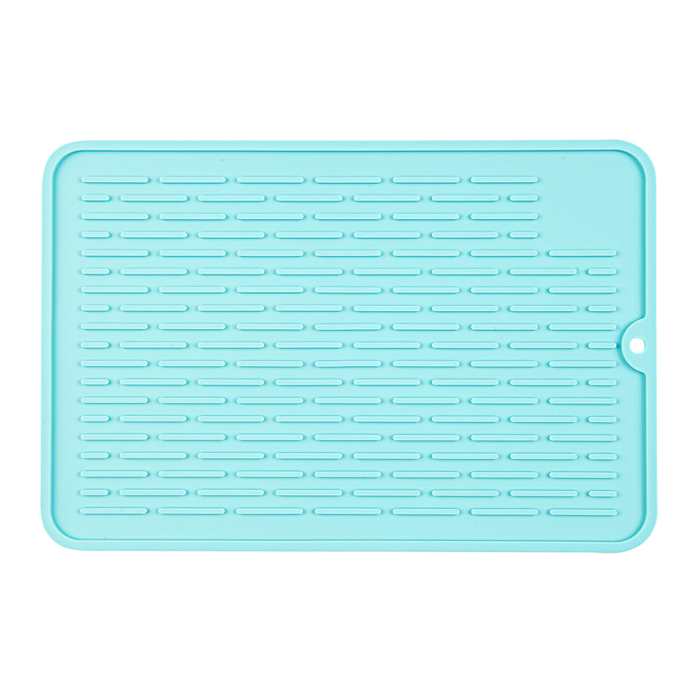 Comfy Grip Rectangle Turquoise Silicone Dish Drying Mat - 11 3/4" x 7 3/4" x 1/4" - 1 count box