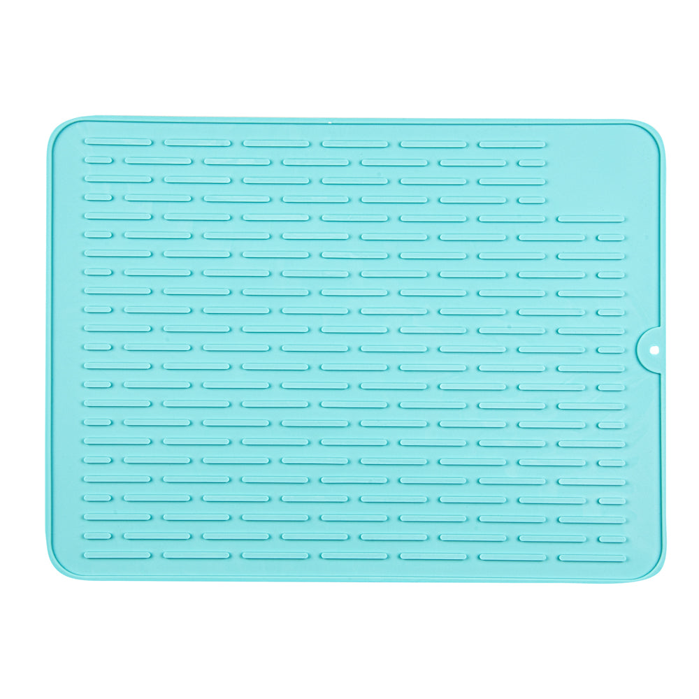 Comfy Grip Rectangle Turquoise Silicone Dish Drying Mat - 15 3/4" x 11 3/4" - 1 count box