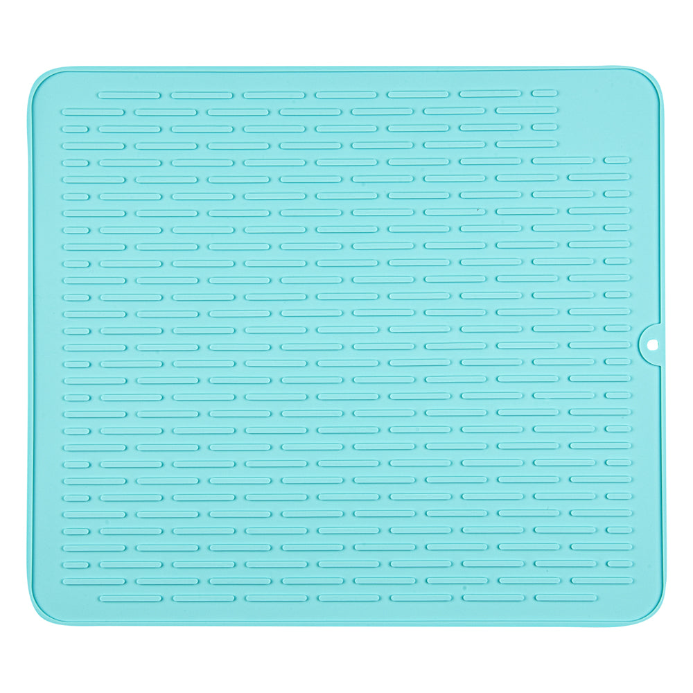 Comfy Grip Rectangle Turquoise Silicone Dish Drying Mat - 17 3/4" x 15 3/4" - 1 count box