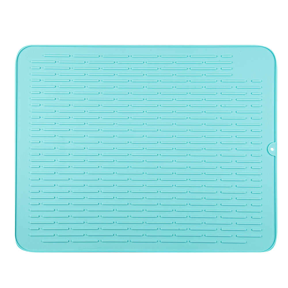 Comfy Grip Rectangle Turquoise Silicone Dish Drying Mat - 23" x 18" - 1 count box