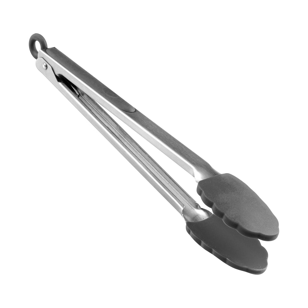 Met Lux Gray Stainless Steel Kitchen Tong - Scalloped - 12" x 1 3/4" x 1" - 1 count box