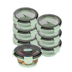 Fresh Hero 14 oz Green Plastic Airtight Food Storage Container - with Vented Lid, Collapsible - 5 1/2