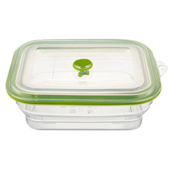 Fresh Hero 51 oz Green Silicone Airtight Food Storage Container - with Vented Lid, Collapsible - 9 1/4