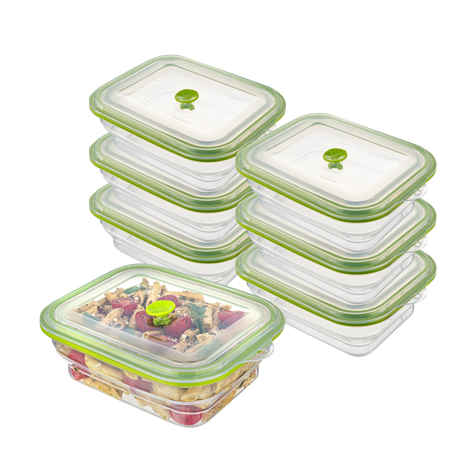 Fresh Hero 51 oz Green Silicone Airtight Food Storage Container - with Vented Lid, Collapsible - 9 1/4" x 7" x 3" - 20 count box