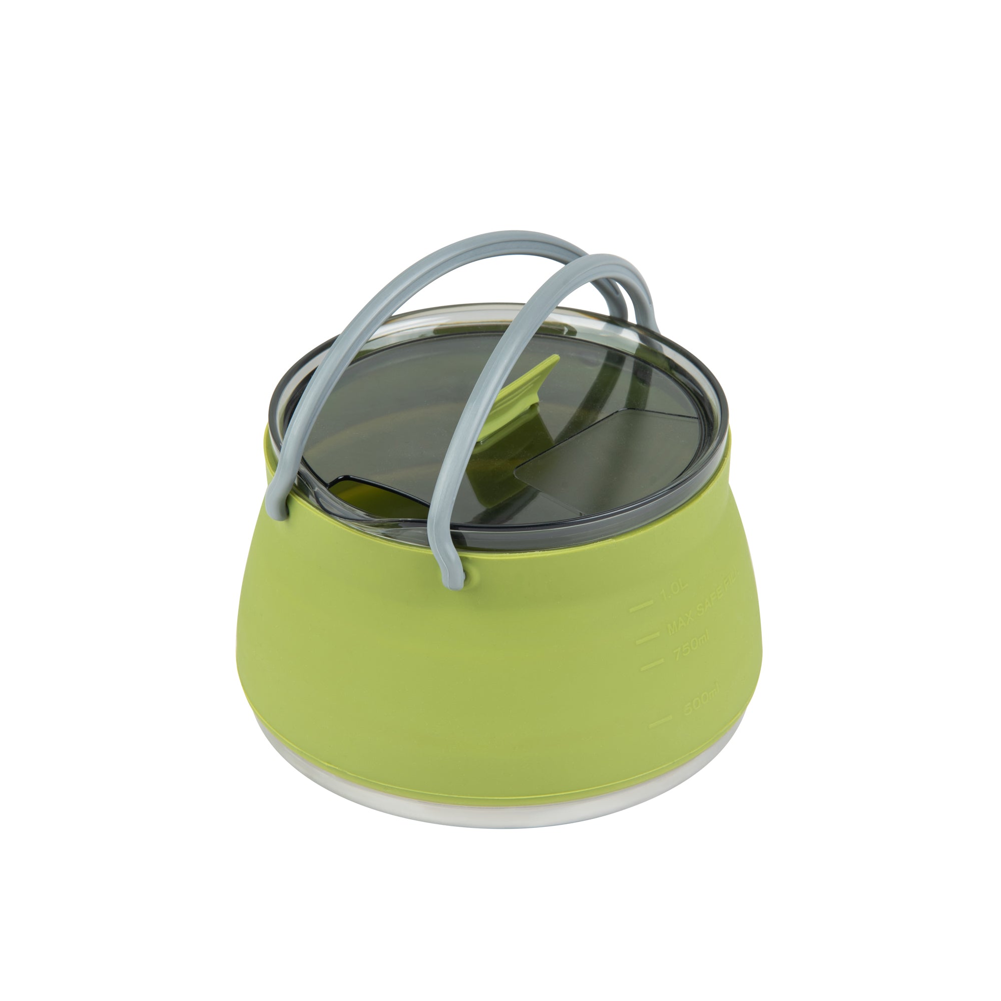 Hi Tek 1L Green Silicone Collapsible Kettle - with Lid - 6" x 6" x 4 1/4" - 20 count box