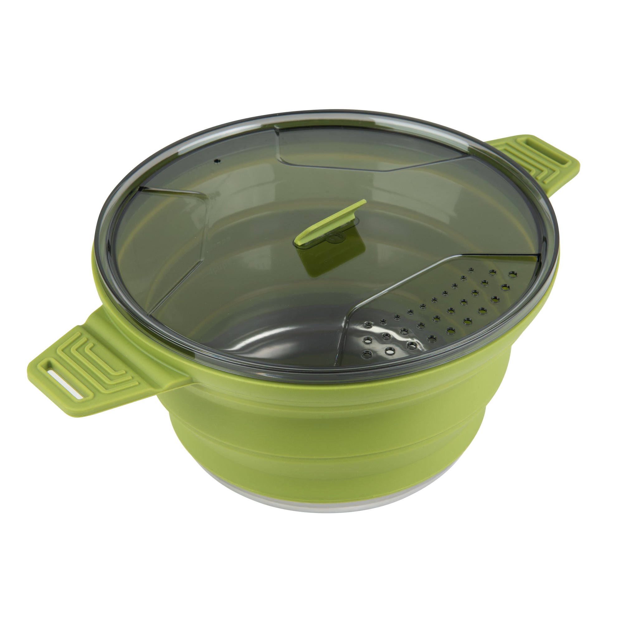 Hi Tek 2.5L Green Silicone Collapsible Pot - with Lid - 12 1/2" x 8 3/4" x 4 3/4" - 20 count box