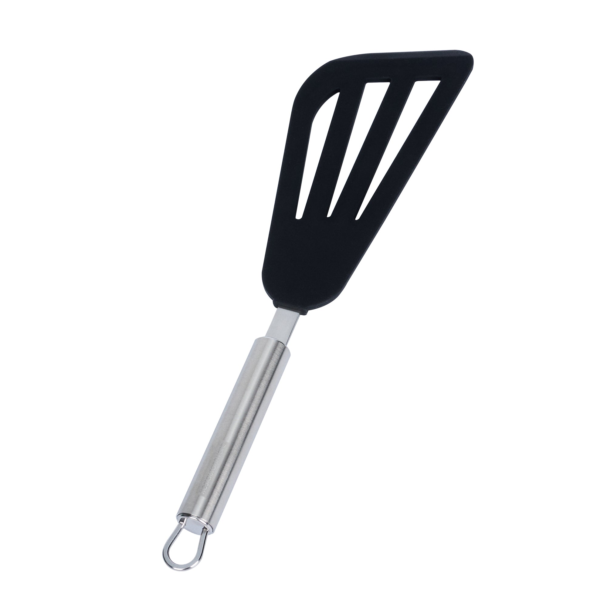 German Standard Black Silicone Fish / Egg Turner / Spatula - with Stainless Steel Handle - 12 3/4'' - 1 count box