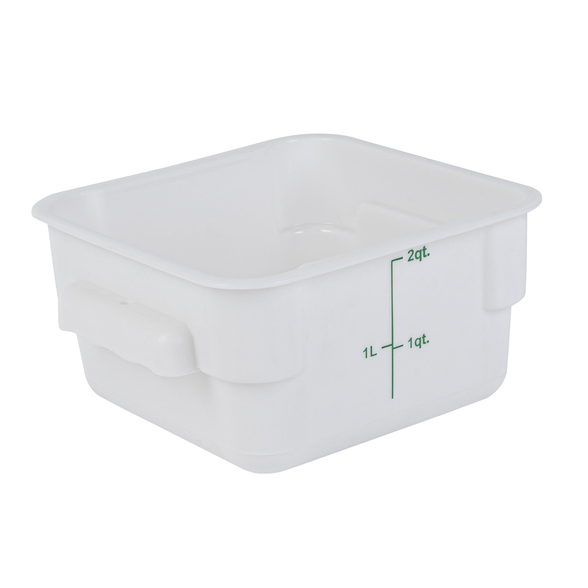 Met Lux 2 qt Square White Plastic Food Storage Container - with Green Volume Markers - 7" x 7" x 4" - 10 count box