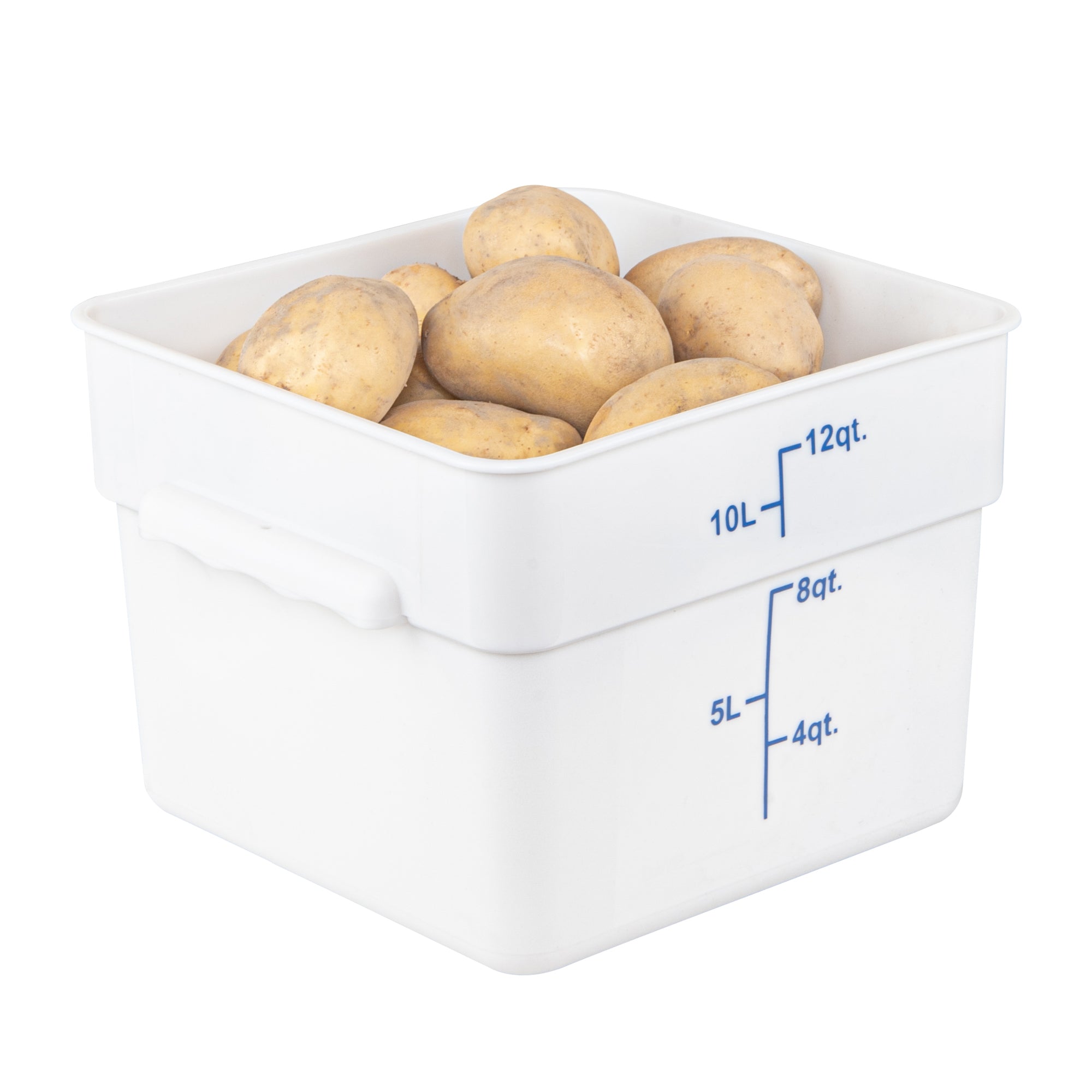 Met Lux 12 qt Square White Plastic Food Storage Container - with Blue Volume Markers - 11" x 11" x 8" - 10 count box