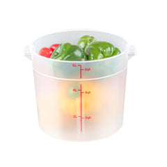 Met Lux 6 qt Round Translucent Plastic Food Storage Container - with Red Volume Markers - 8 3/4