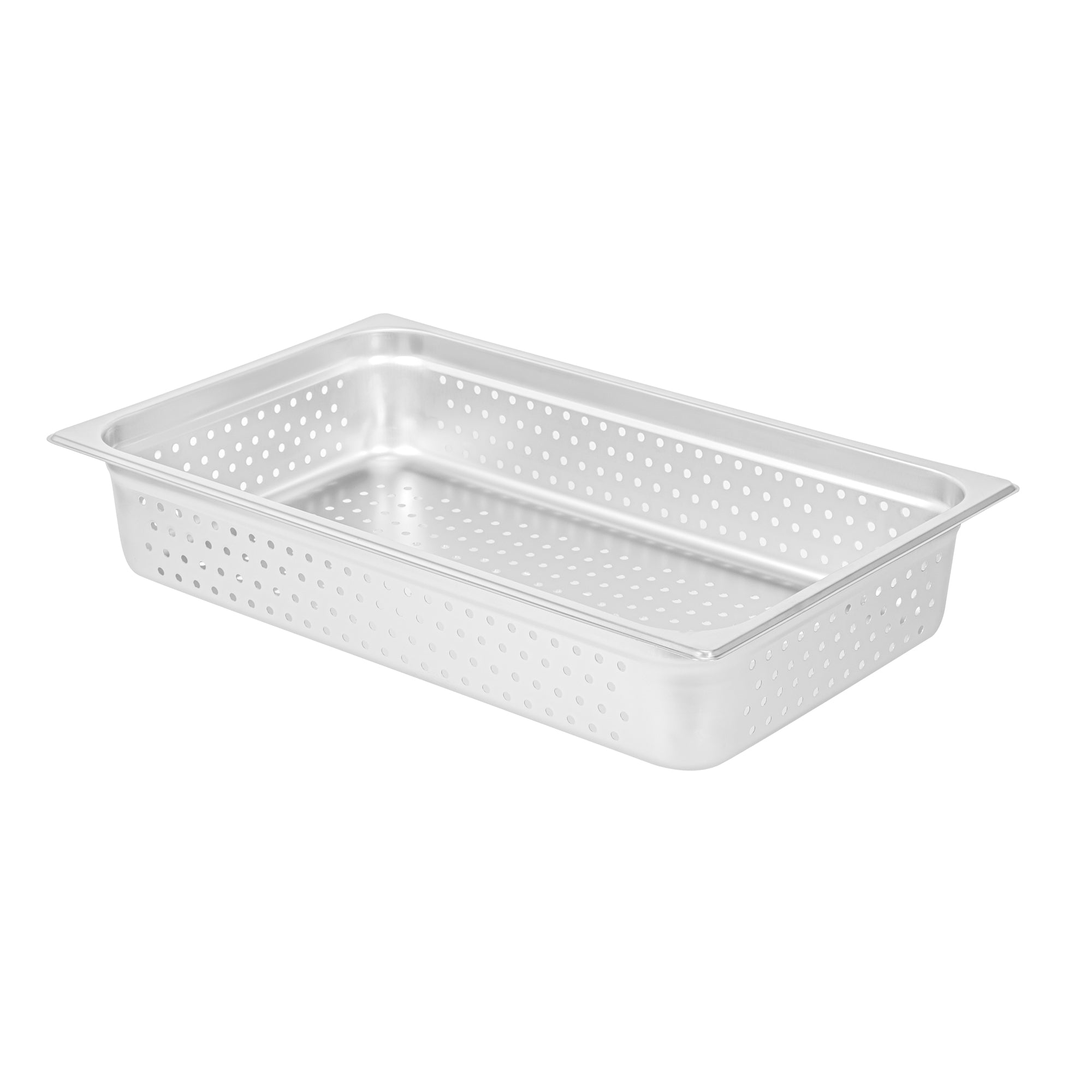 Kitchen Tek Stainless Steel Full Size Steam Table Pan - 4 Inch Deep, Perforated, Anti Jam, 24 Gauge - 6 count box