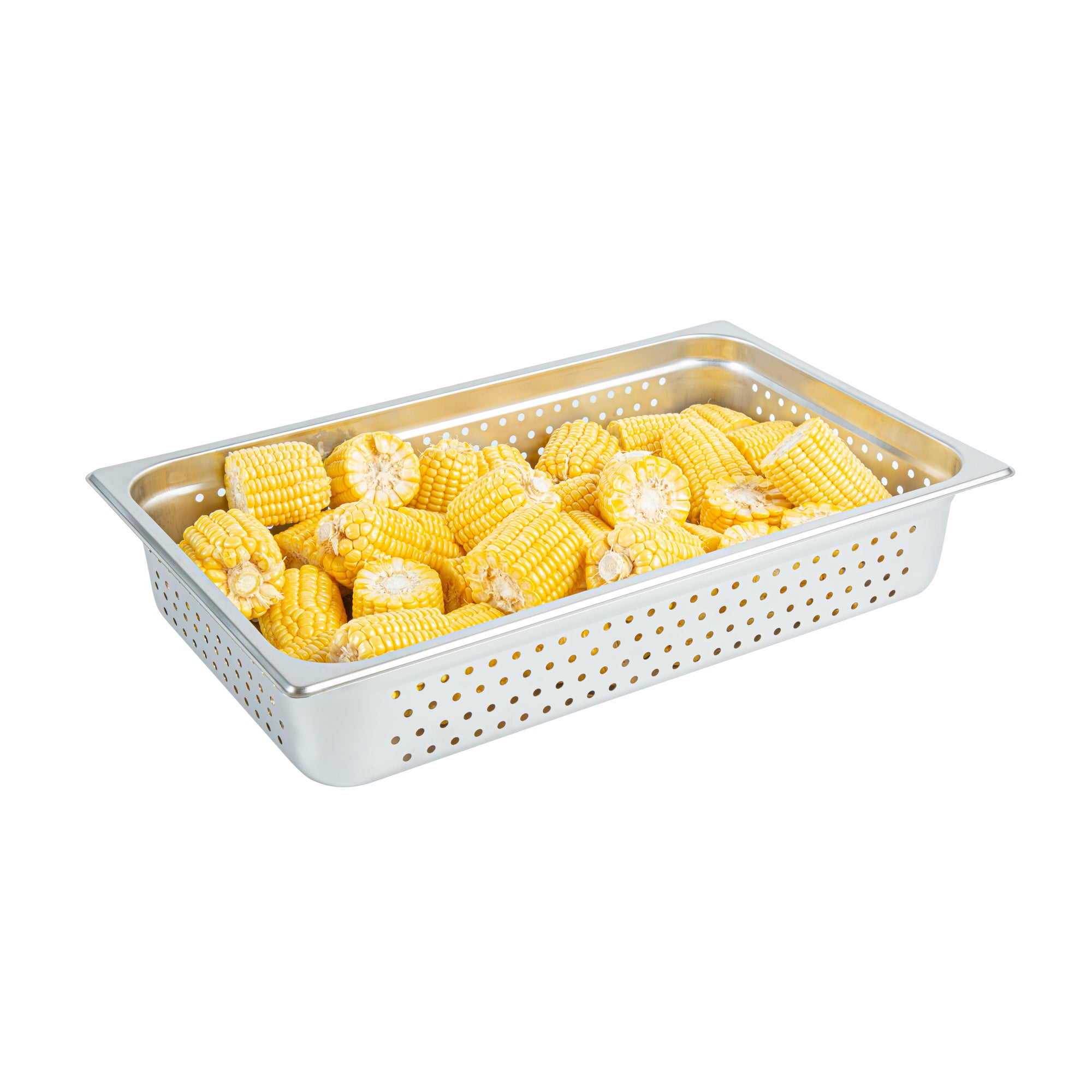 Kitchen Tek Stainless Steel Full Size Steam Table Pan - 4 Inch Deep, Perforated, Anti Jam, 24 Gauge - 6 count box