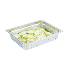 Kitchen Tek Stainless Steel 1/2 Size Steam Table Pan - 2 1/2 Inch Deep, Perforated, Anti Jam, 24 Gauge - 1 count box