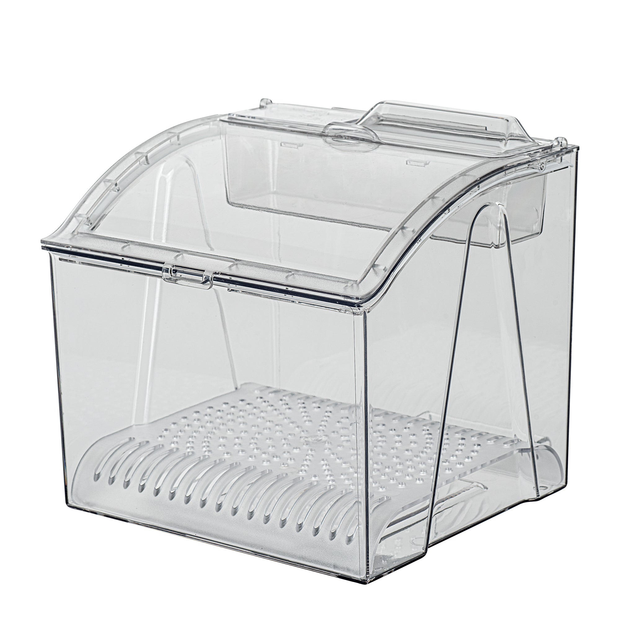 Met Lux 1.5 Gal Clear Plastic Topping Bin - 25 Cup, with Scoop - 7 3/4" x 6 3/4" x 7 3/4" - 1 count box