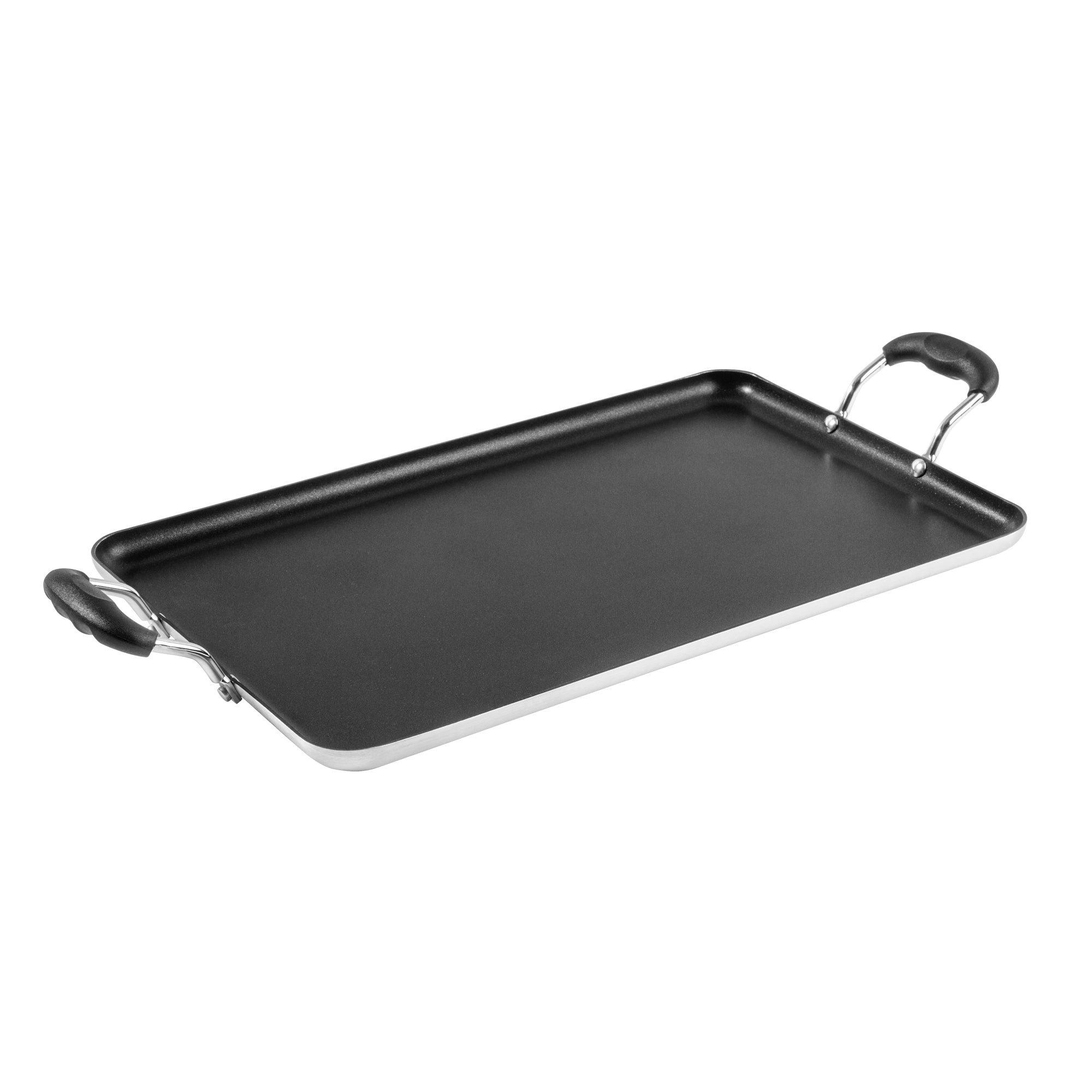 Met Lux Aluminum Double Burner Griddle - Non-Stick, with Bakelite Handles - 19" x 11 3/4" - 10 count box