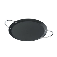 Met Lux Round Carbon Steel Griddle - Non-Stick, with Chrome Handles - 9