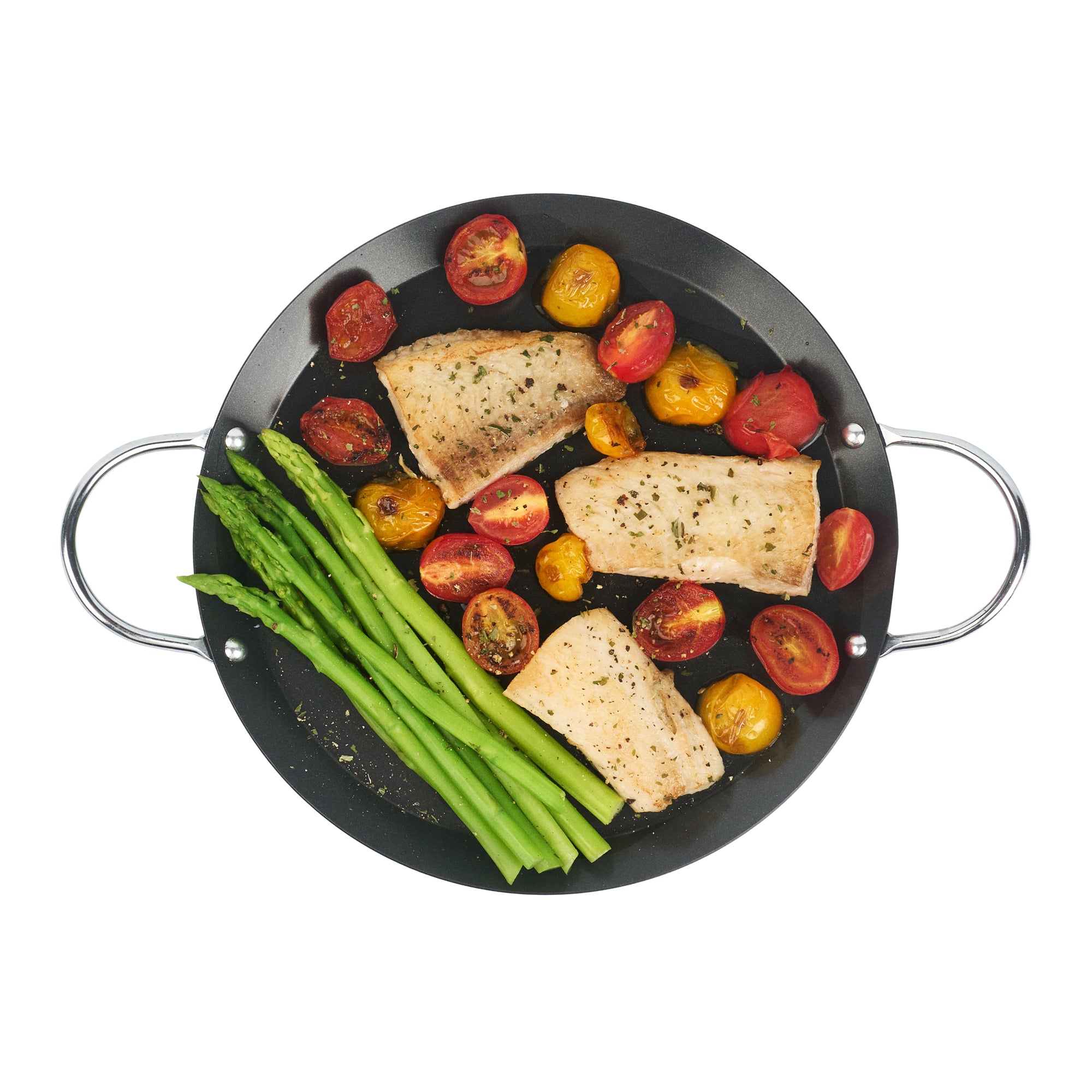 Met Lux Round Carbon Steel Griddle - Non-Stick, with Chrome Handles - 9" - 10 count box