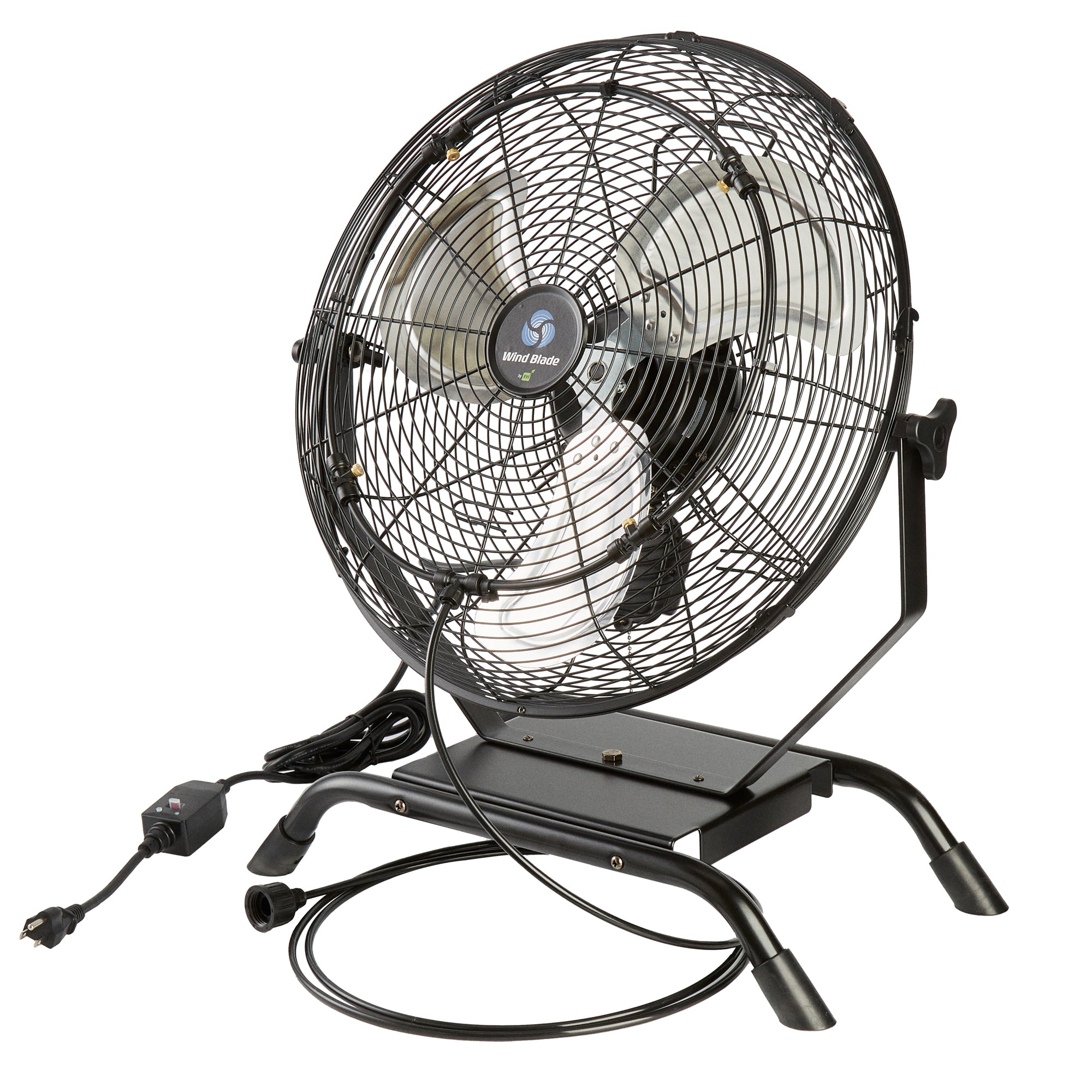 Wind Blade 3-Speed Industrial Floor / Wall-Mount Fan - with Misting Kit, 1/7 HP, 4,020 CFM - 18" - 1 count box