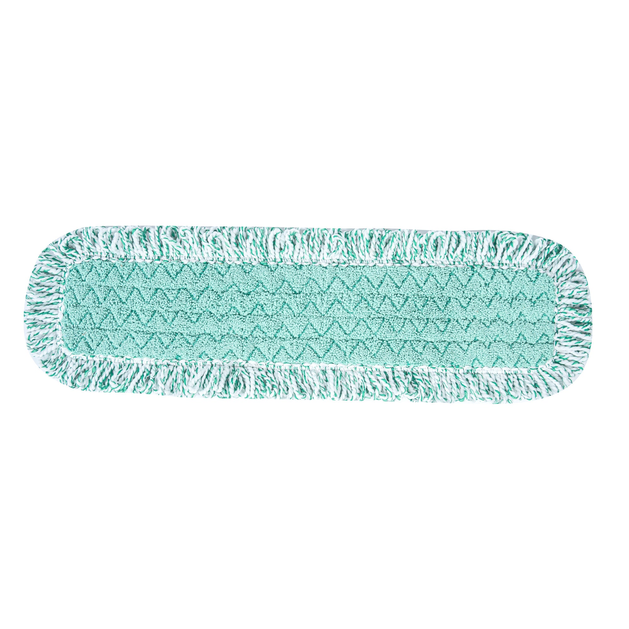 Clean Tek Professional Green Microfiber Fringed Dust Mop Pad - Zig Zag - 28 1/4" - 1 count box