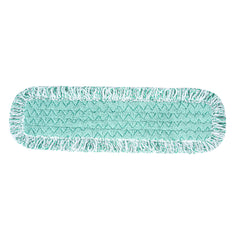 Clean Tek Professional Green Microfiber Fringed Dust Mop Pad - Zig Zag - 28 1/4