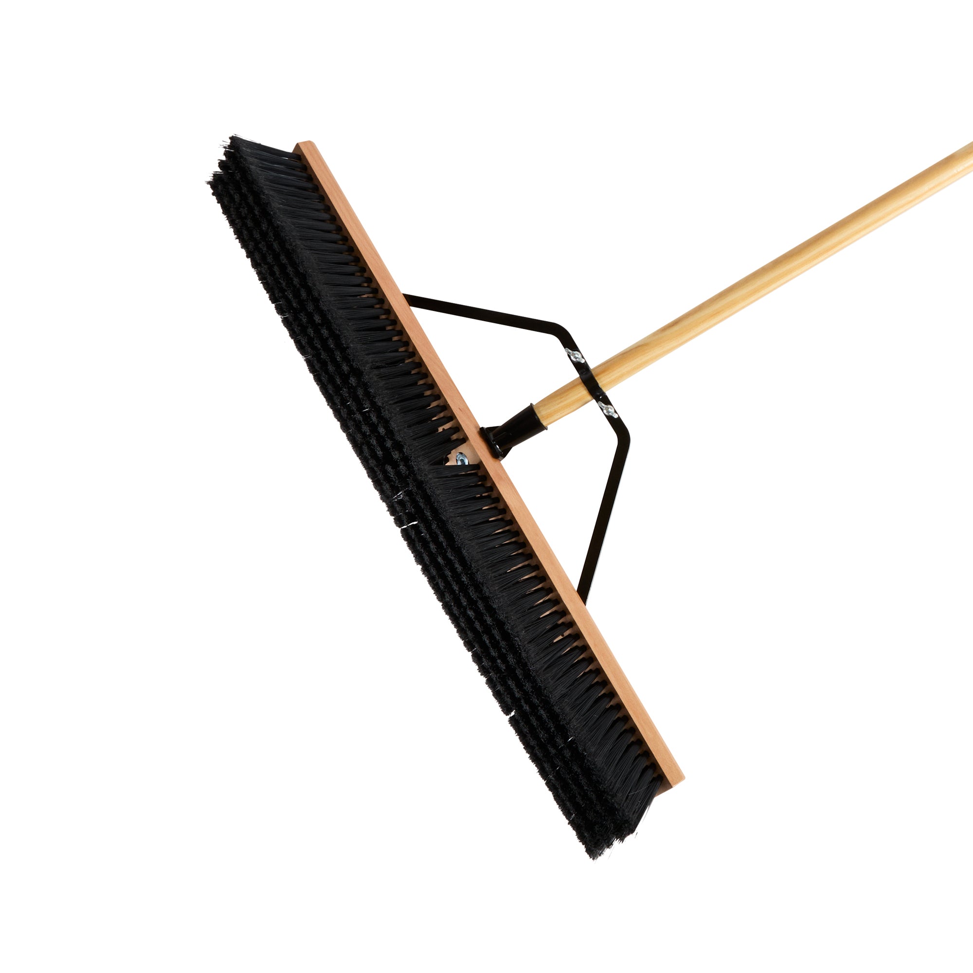 Clean Tek Professional 30" Contractor / Push Broom - with Fine Flagged Bristles, 60" Wood Handle - 1 count box