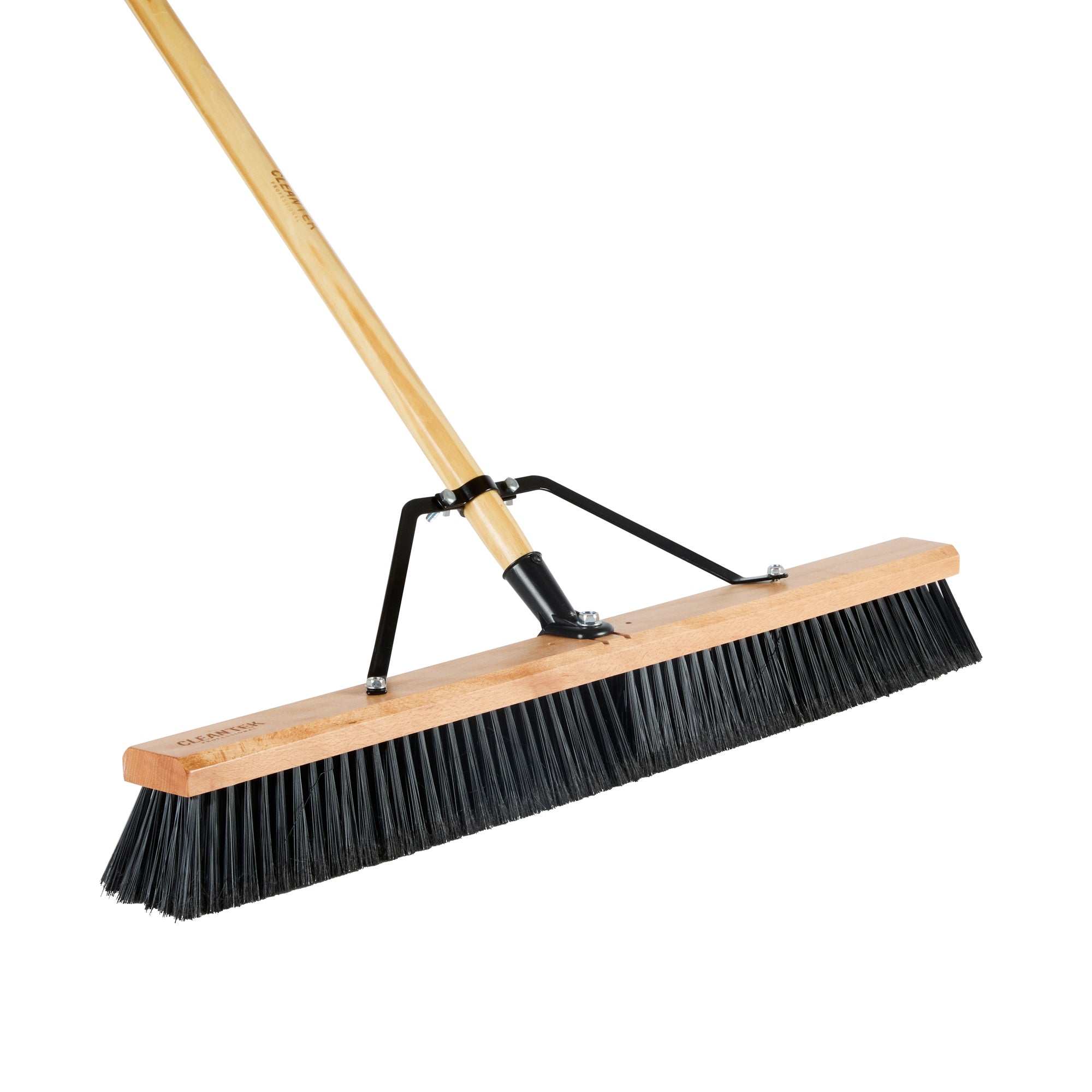 Clean Tek Professional 30" Contractor / Push Broom - with Fine Flagged Bristles, 60" Wood Handle - 1 count box