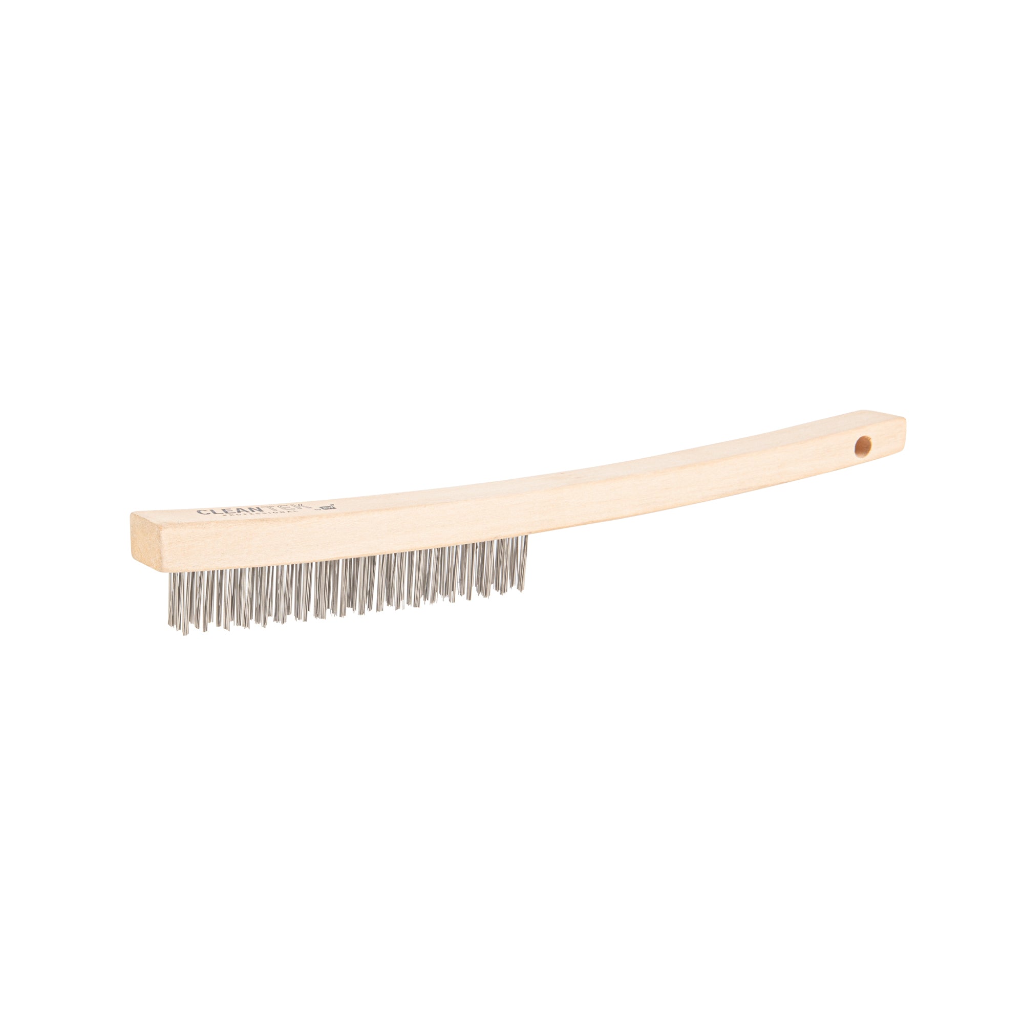 Clean Tek Professional 13 3/4" Stainless Steel Wire Bristle Grill / Oven Brush - with Curved Handle - 1 count box