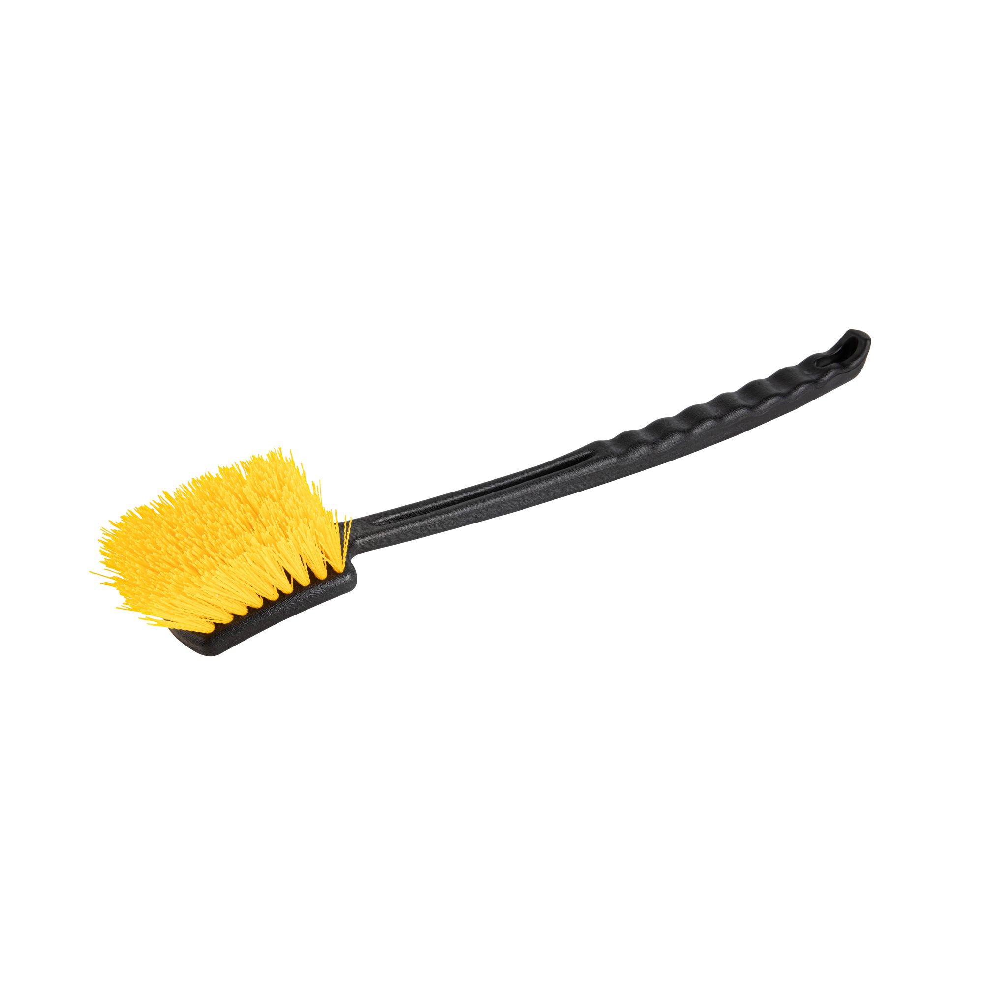 Clean Tek Professional 20 1/2" Black Plastic Utility Scrub Brush - with Yellow Bristles - 1 count box