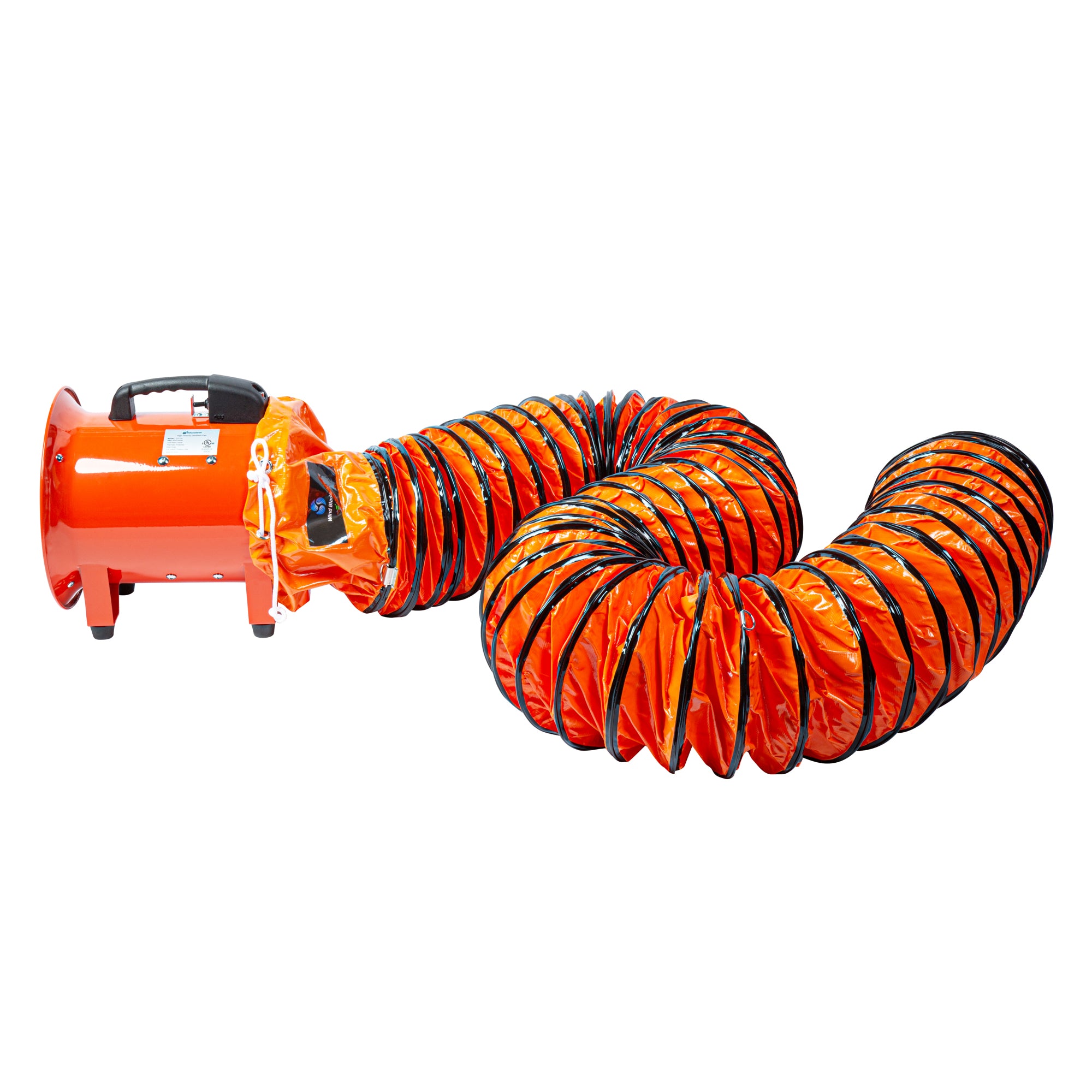 Wind Blade Orange PVC Ventilation Duct Hose - For 10" Ventilator Fan, Insulated, Extra Flexible - 9 3/4" x 25' - 1 count box