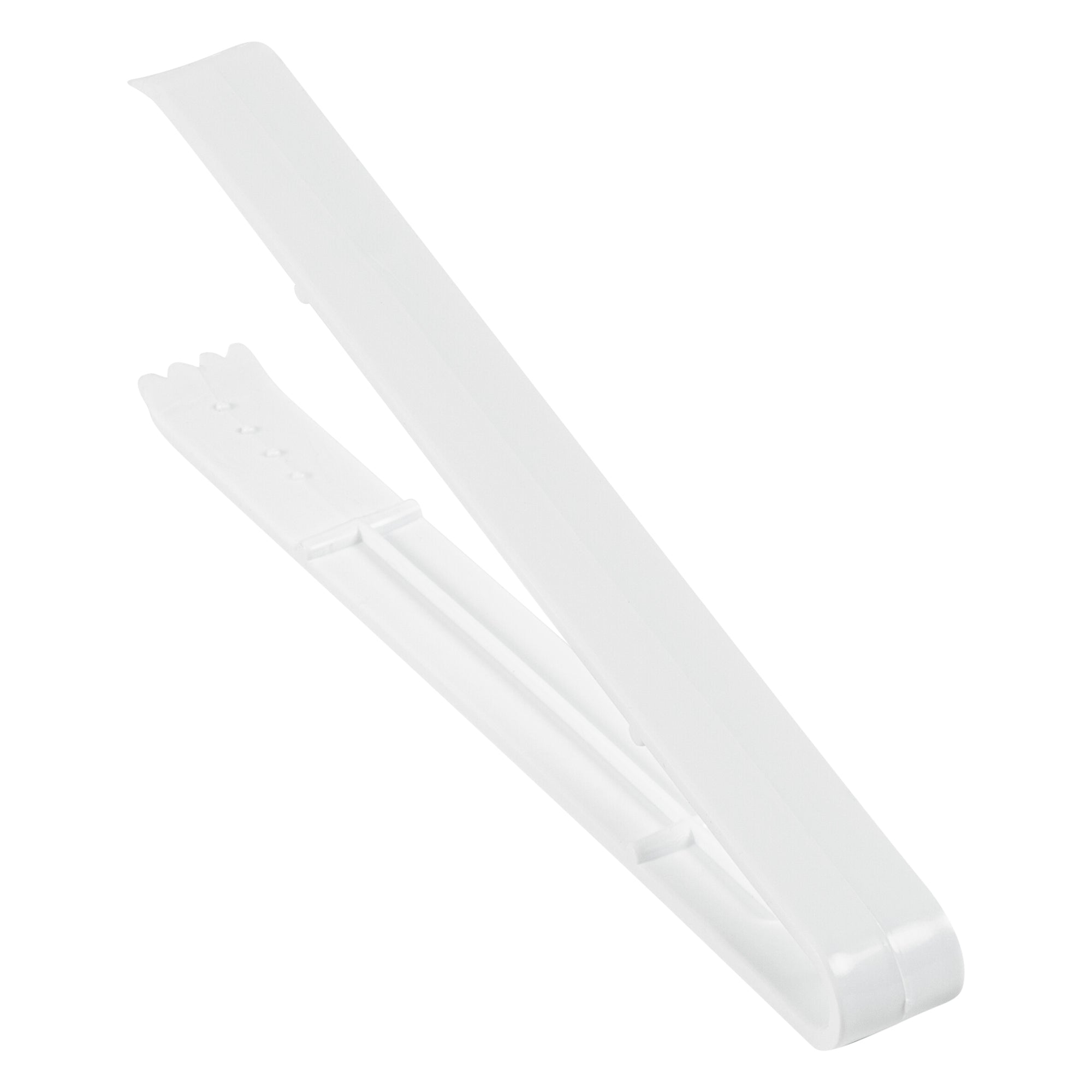 Cater Tek White Plastic Tongs - Serrated, Heavy Duty - 9" - 100 count box